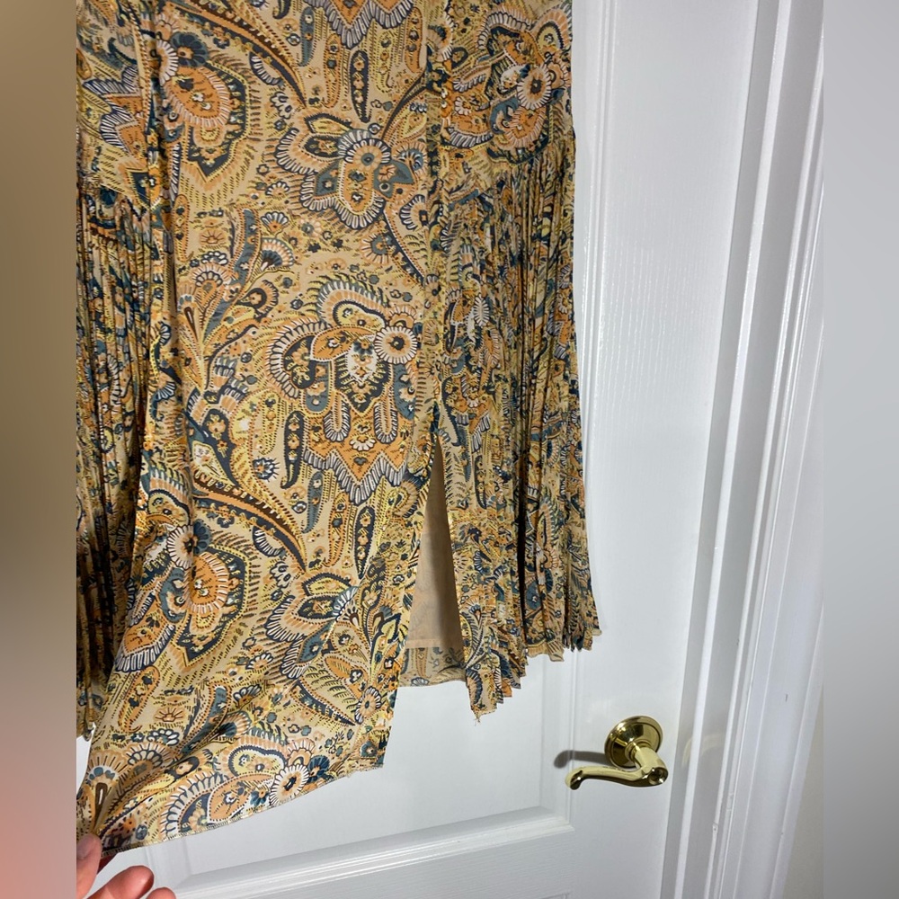 Anthro Leifsdottir Pleated Paisley Midi Skirt Size 10 - Picture 4 of 7